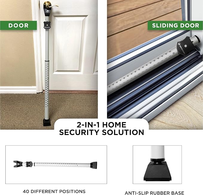 Guard Dog Security Adjustable Sliding Door Security Bar, Door Jammer 2-in-1 - Image 3