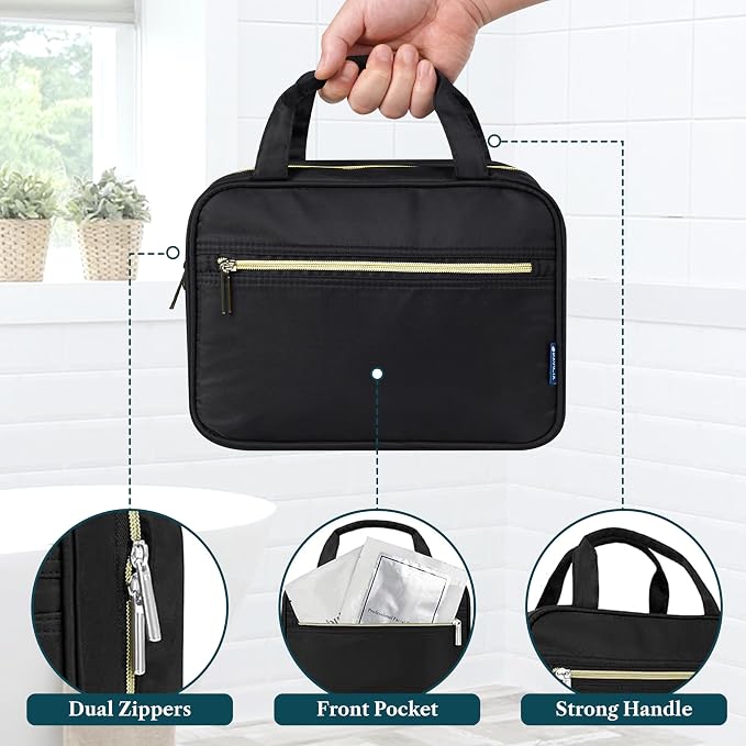PAVILIA Hanging Toiletry Bag Travel Bag Women Men, Foldable Cosmetic Organizer - Image 5