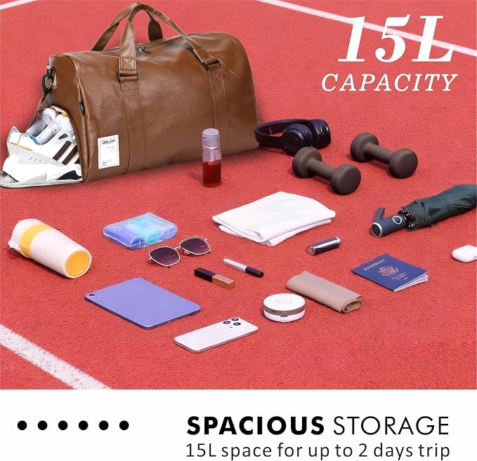 Leather Sports Gym Tote Bag - Image 4