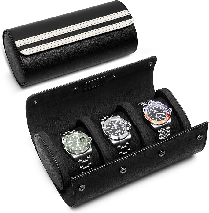 MOZSLY Watch Roll Travel Case 3 Slots Portable Box by MOZSLY