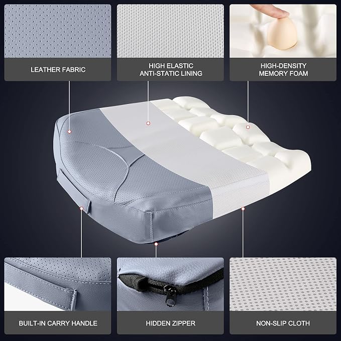 Leather Car Memory Foam Heightening Seat Cushion - Image 4