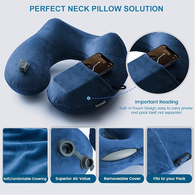 Inflatable Neck Pillow Airplane, Comfortable Inflatable Travel Neck Pillows - Image 6