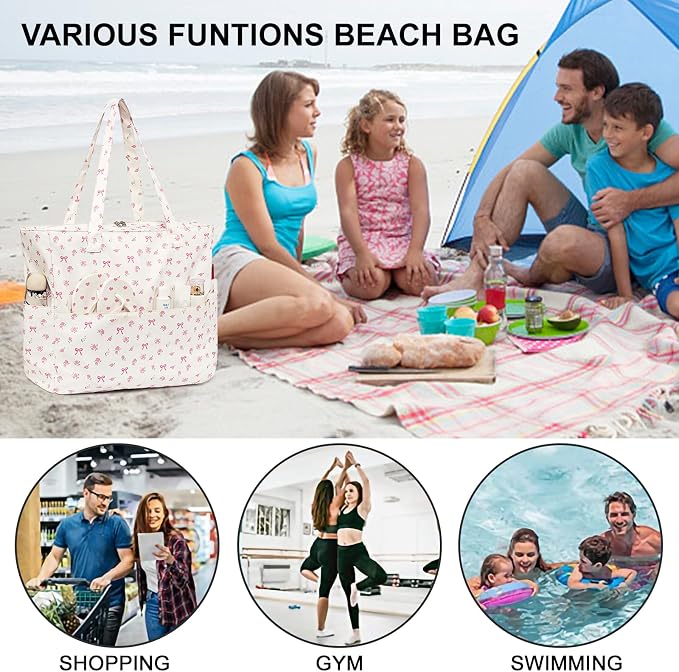 Beach Pool Bags Tote for Women Ladies Large Gym Tote Carry On Bag - Image 3