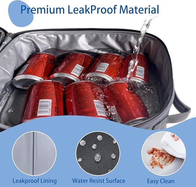 Expandable Lunch Bag for Men, Insulated Lunch Box, Portable Large Cooler Bag - Image 7