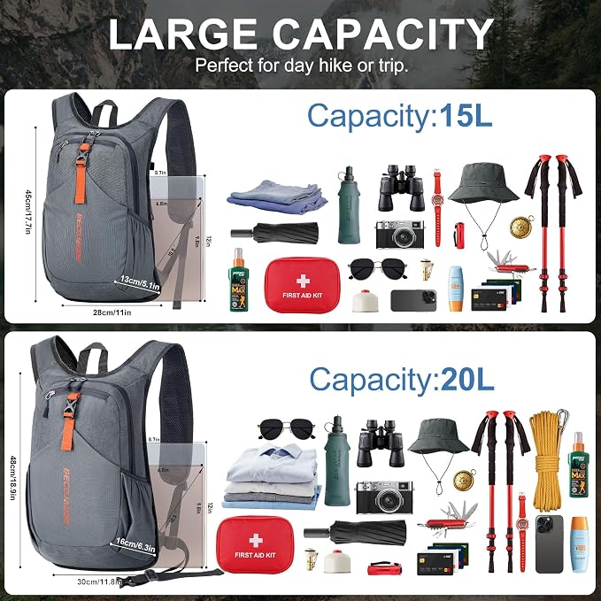 15L Small Hiking Backpack for Men Women Foldable Packable Back Pack Ultralight - Image 5