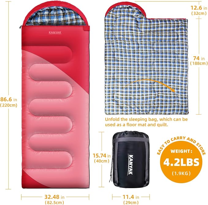 Camping Sleeping Bag, 32℉ Sleeping Bags - Image 2