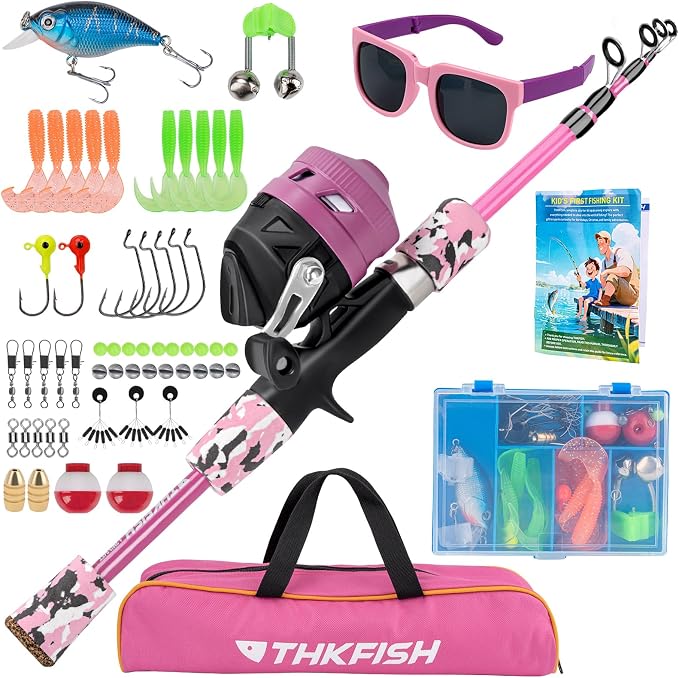 Kids Fishing Pole Set, Telescopic Fishing Rod Reel Combo Kids Starter Kit by THKFISH