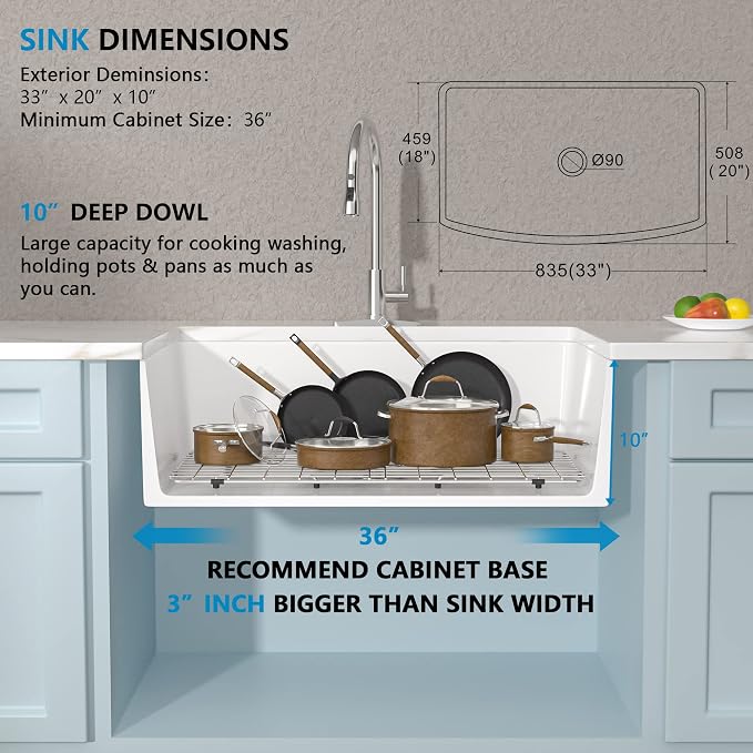 33 White Farm Sink - Image 5