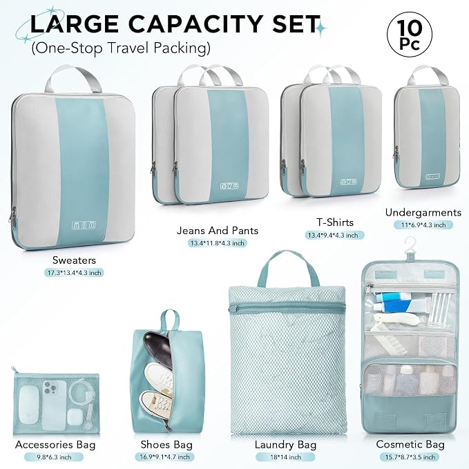 10 Set Compression Packing Cubes - Image 2