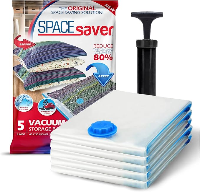 5 Pack Jumbo Vacuum Storage Bags by Spacesaver