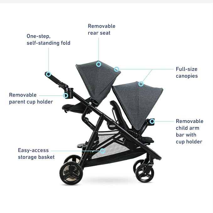 Graco Ready2Grow 2.0 Double Stroller Features Bench Seat and Standing Platform - Image 6