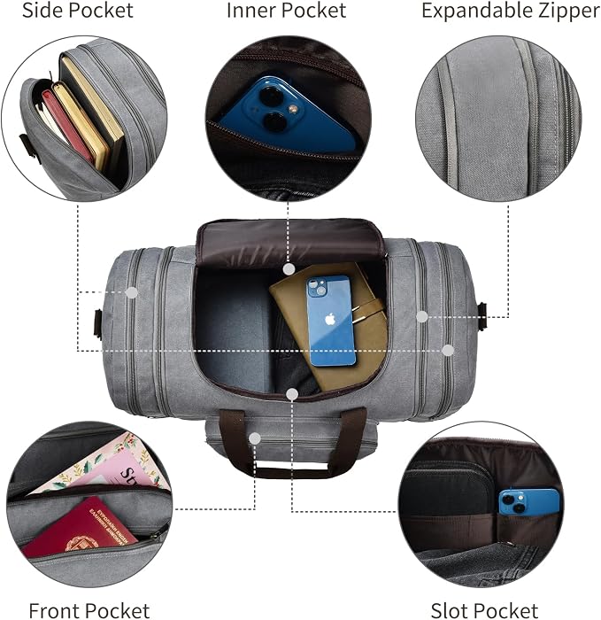 Dimayar Expandable Duffle Bag for Men, 50L Large-Capacity Weekender, - Image 4