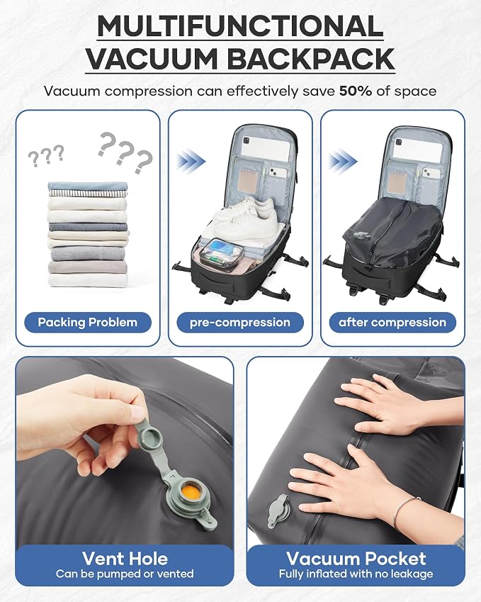 Vacuum Backpack Travel With Pump, Mochila De Viaje Compresion Al Vacio - Image 3
