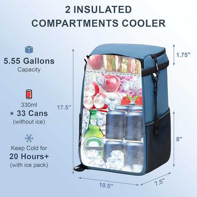 SPARTER Backpack Cooler Insulated Leak Proof 33/49 Cans, 2 Insulated - Image 2