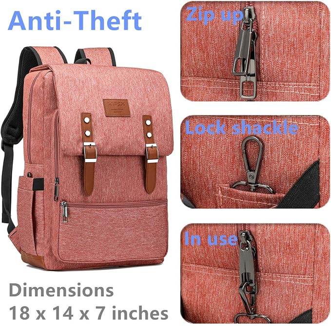 HFSX Vintage Backpack Men Women Business Travel Computer Backpack College - Image 4