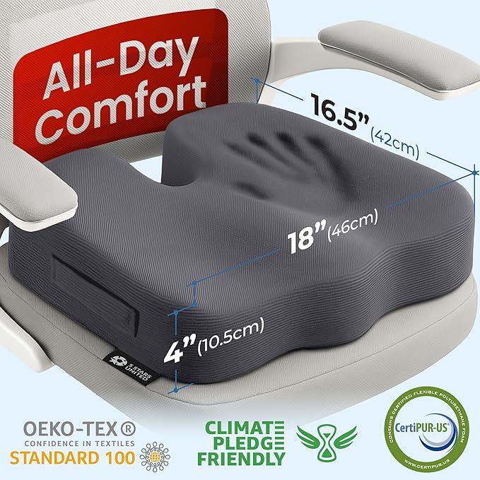 5 STARS UNITED Seat Cushion for Tailbone Pain Relief – Large Memory Foam - Image 5