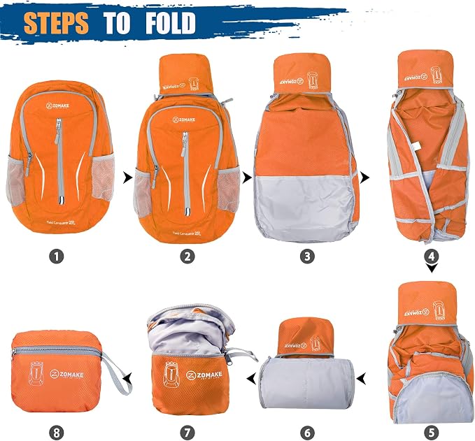 ZOMAKE Ultra Lightweight Packable Backpack 25L, Foldable Hiking Backpacks Water - Image 6