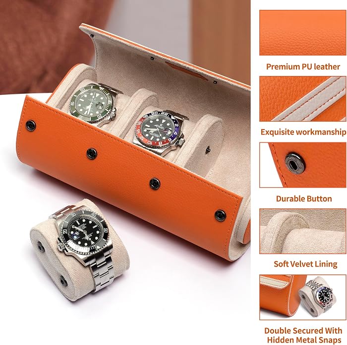MOZSLY Watch Roll Travel Case 3 Slots Portable Box - Image 4