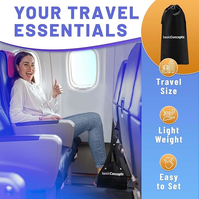 BASIC CONCEPTS Airplane Adjustable Foot Hammock, Perfect or Office Footrest to - Image 6