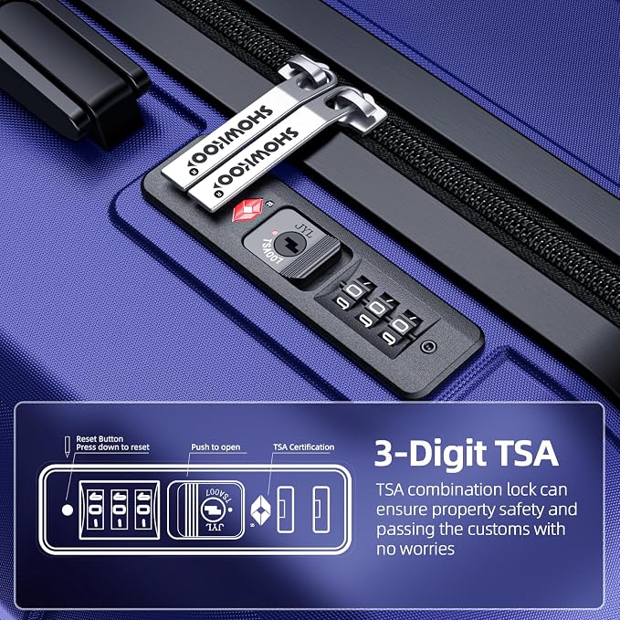 SHOWKOO Luggage Sets Expandable PC+ABS Durable Suitcase Sets Double Wheels TSA - Image 4