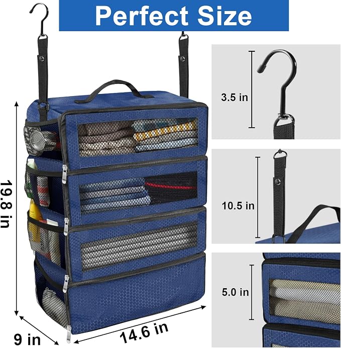 Suitcase Organizer, Travel Luggage Organizer Portable Hanging Travel Shelves - Image 4