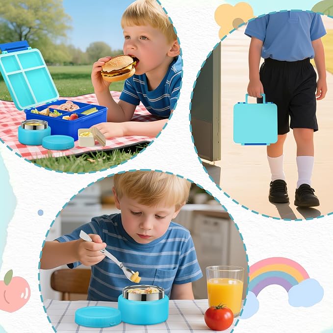 Kids Bento Lunch Box with 8oz Soup Thermo, Kids Leakproof Lunch Food Containers - Image 8