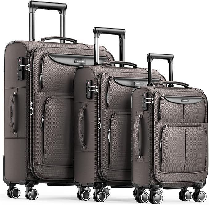 SHOWKOO Luggage Sets 3 Piece Softside Expandable Lightweight Durable Suitcase by SHOWKOO