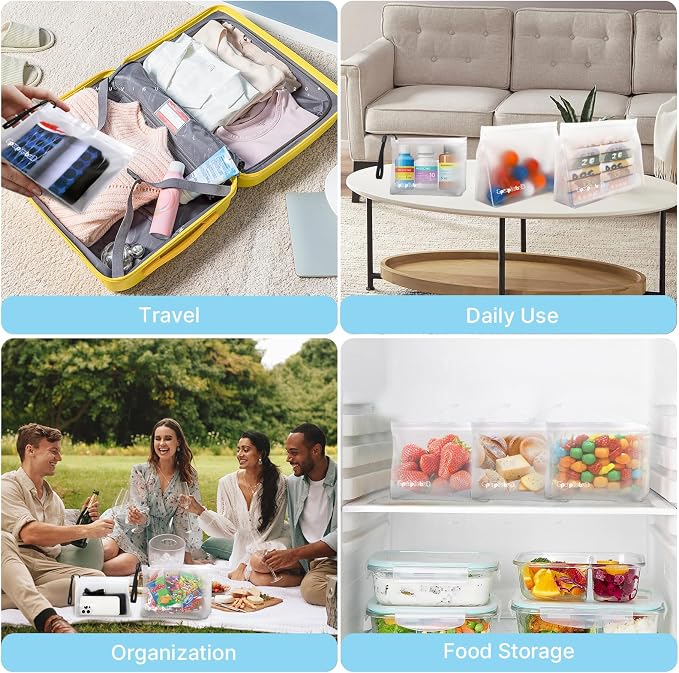 10 Pack TSA Approved Toiletry Bag, Quart Size PEVA Leakproof Makeup Cosmetic Bag - Image 3