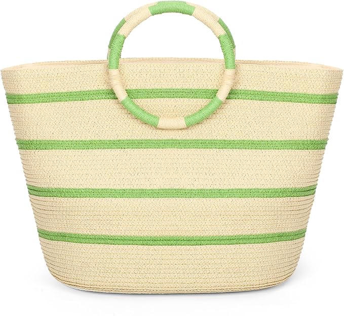 Beach Bags for Women Straw Tote Bag Summer Beach Bag Large Woven Straw Tote for by TOFUNTOY