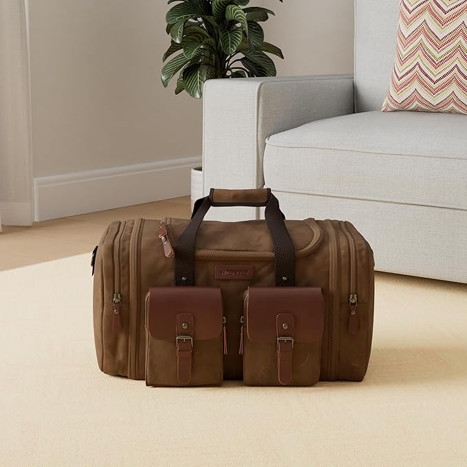 Wildroad Waxed Canvas Genuine Leather 50L Waterproof Duffle Bag - Image 2