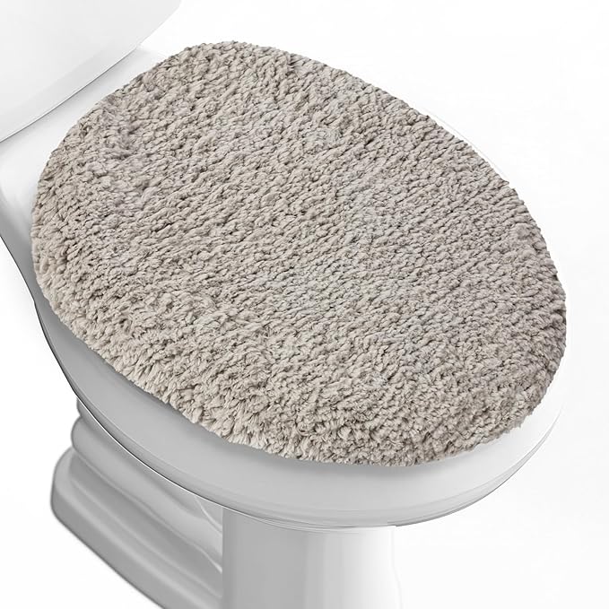 Microfiber Elongated Toilet Seat Cover 19.5"x 15" Machine Washable Solid Toilet by Baahrnom