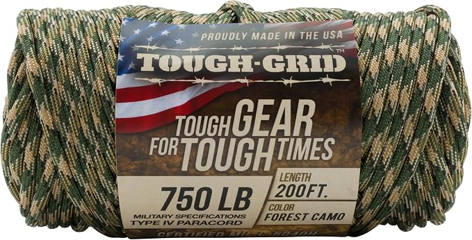 TOUGH-GRID 750 Paracord Rope Nylon Parachute Cord, Made in USA Survival Kit - Image 3