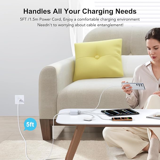 USB C Fast Charger, 100W GaN 6 Port Type C Charging Station Hub Block Cube - Image 8