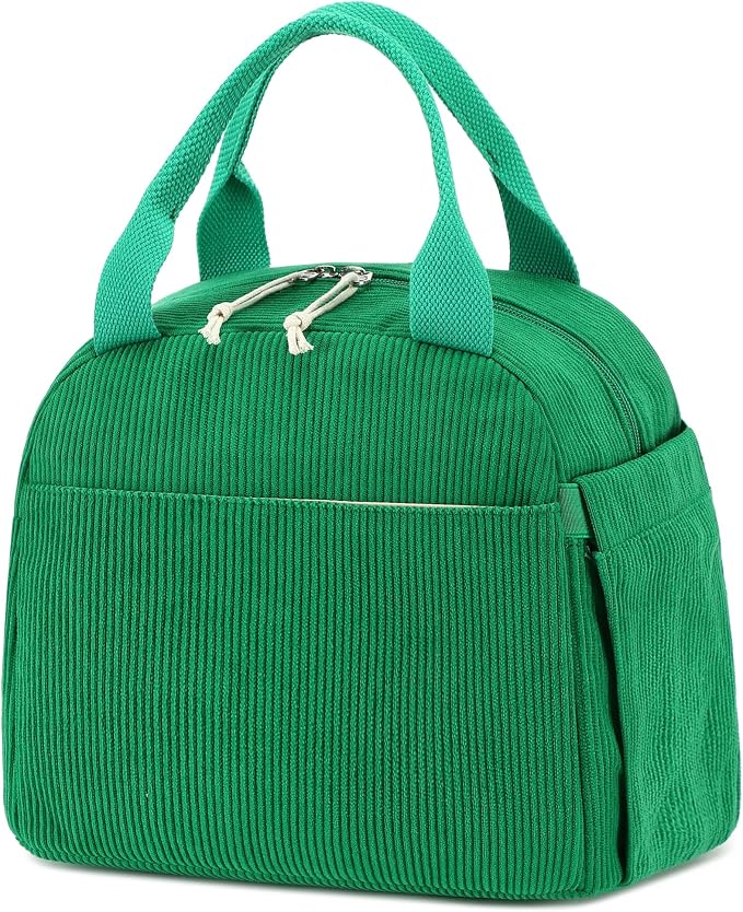 Bluboon Lunch Bag for Women Men Cute Corduroy Lunch Tote Bags Reusable by BLUBOON