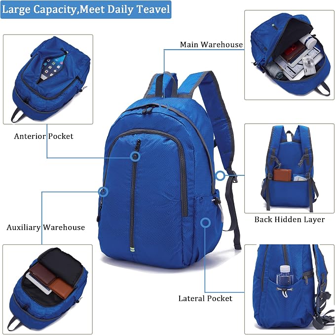 YZAOLL 25L Lightweight Packable Hiking Backpack Waterproof Hiking Daypack - Image 5