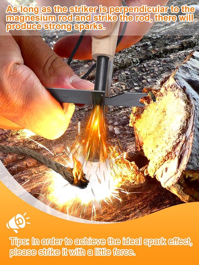 Fire Starter Survival Tool, Fire Starter Kit Includes Magnesium Rod, Steel - Image 4