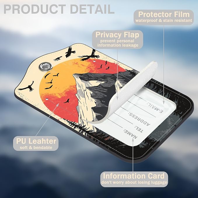 2 Pcs Mountain at Sunset Luggage Tags - Image 3