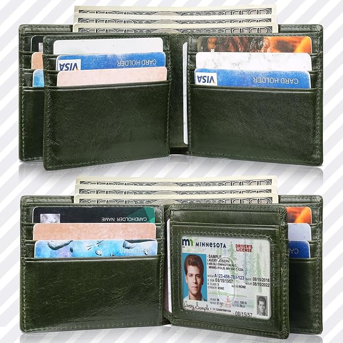 Mens Wallet Bifold Genuine Leather RFID Blocking Wallet - Image 8