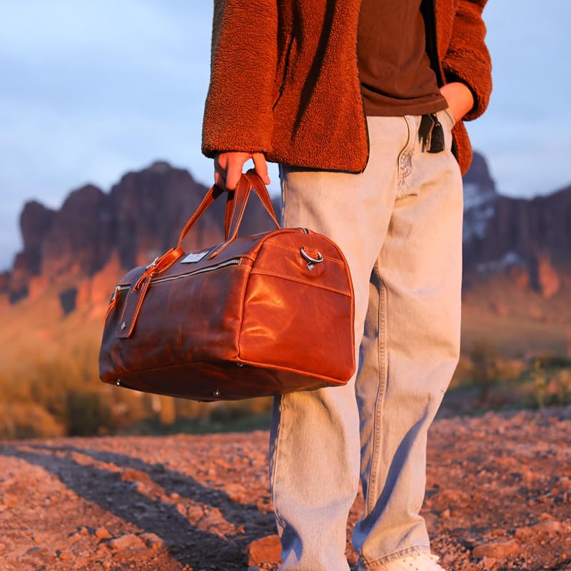 Handmade Leather Duffel Bag Luxury Duffle Bag Leather weekender Backpack - Image 3