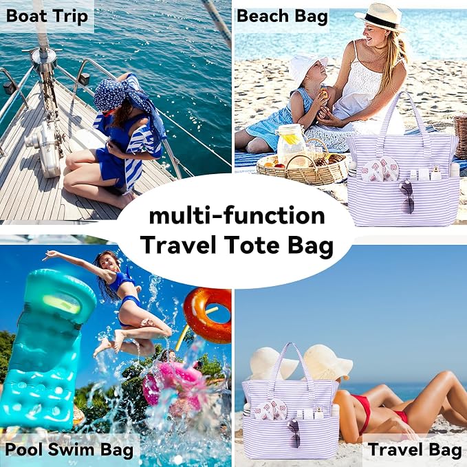LEDAOU Beach Bag Waterproof Sandproof Women Tote Bag Pool Bag - Image 2