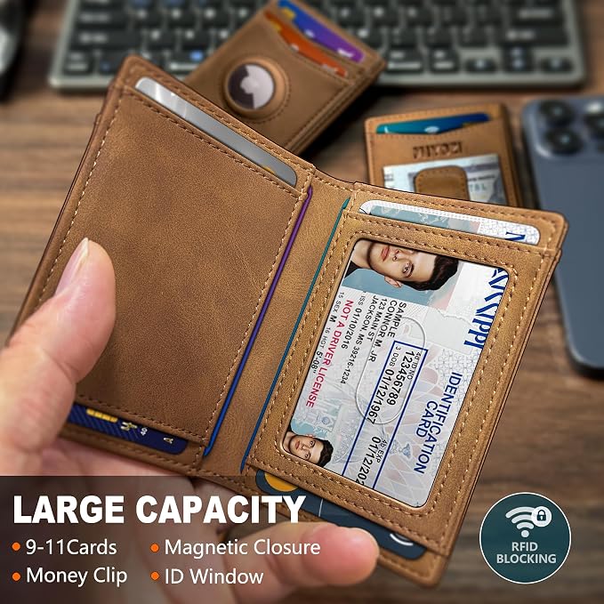 Airtag Wallet for Men- with Money Clip Gift Boxed, Magnetic Closure Slim - Image 2