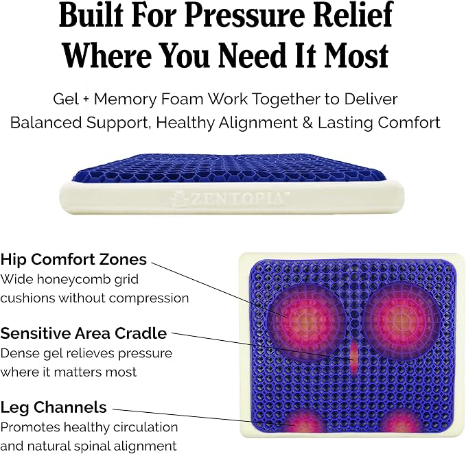 Gel and Memory Foam Seat Cushion – Office – Ergonomic Cushion Pad - Image 8