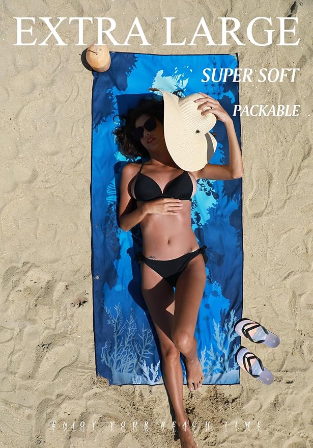 2 Pack Microfiber Lightweight Thin Beach Towel Sand Free Quick Dry Super - Image 3