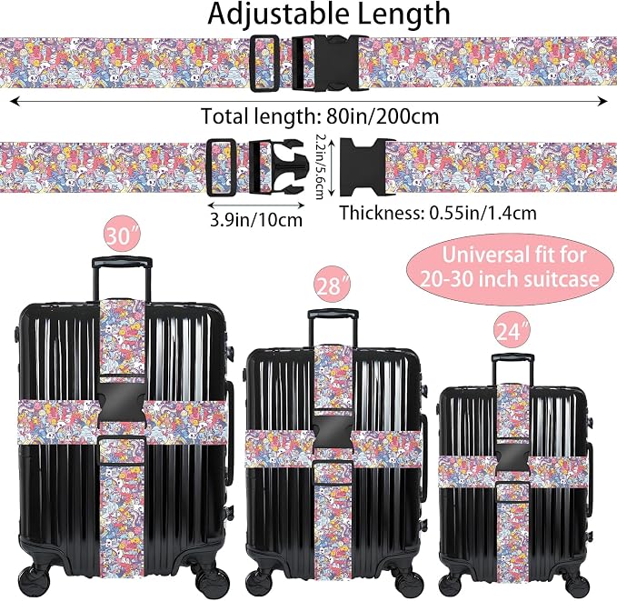 Monsters Luggage Straps for Suitcases, Adjustable Luggage Travel Belt to Keep - Image 2