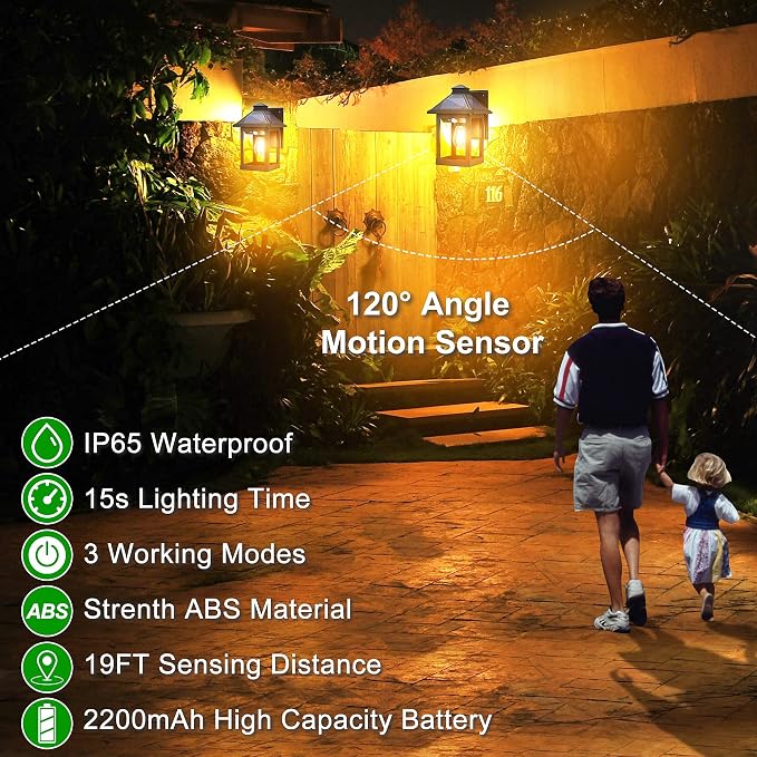 Solar Wall Light Outdoor with 3 Lighting Modes, Dusk to Dawn Led Wall Mount - Image 8