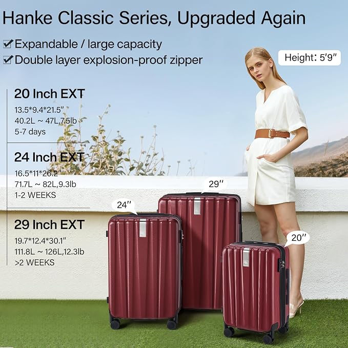Hanke 29 Inch Expandable Checked Luggage Lightweight PC Hard Shell Luggage - Image 2