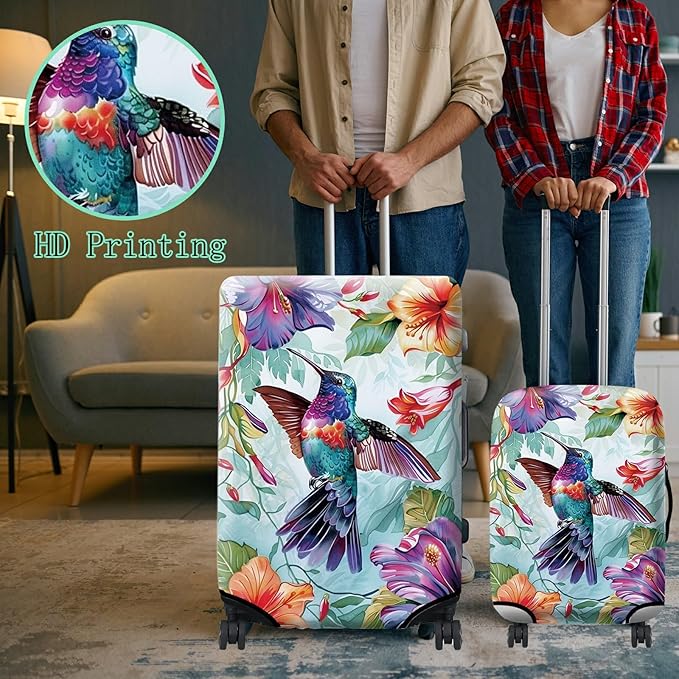 Luggage Cover Suitcase Protector + Tag, Hummingbirds Travel Cover - Image 6