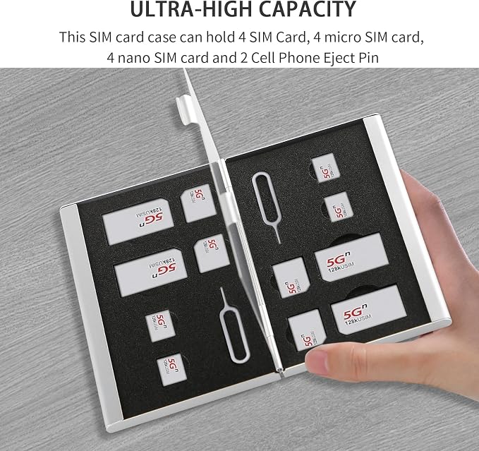 Aluminum SIM Card Case, 14Slots Ultrathin SIM Card Holder, Fit - Image 2