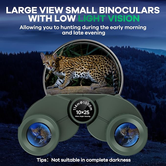 10x25 Compact Binoculars for Adults and Kids, Large View Waterproof Small - Image 6