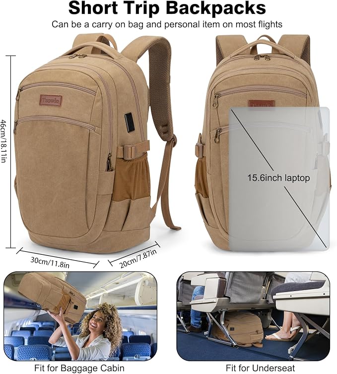 Tzowla Vintage Canvas Laptop Backpack - Image 6